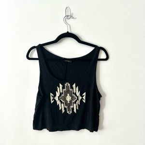 Aztec Cropped Tank Top - Loose Fit Size S
